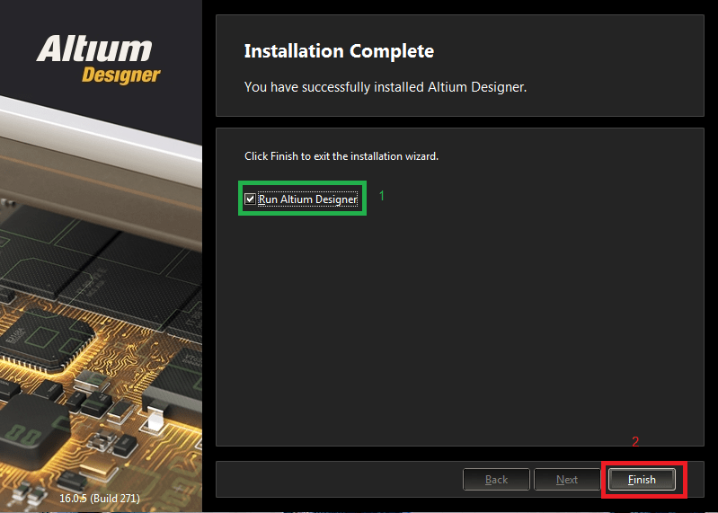 کامل شدن نصب آلتیوم 16.0.5 روی کامپیوتر