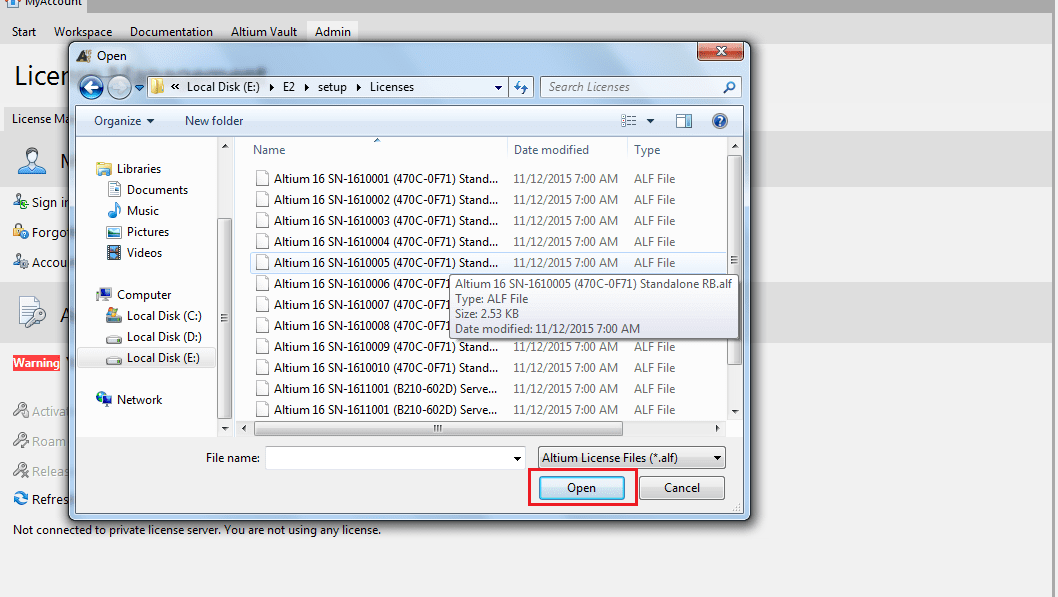 انتخاب لایسنس برای آلتیوم دیزاینر 2016