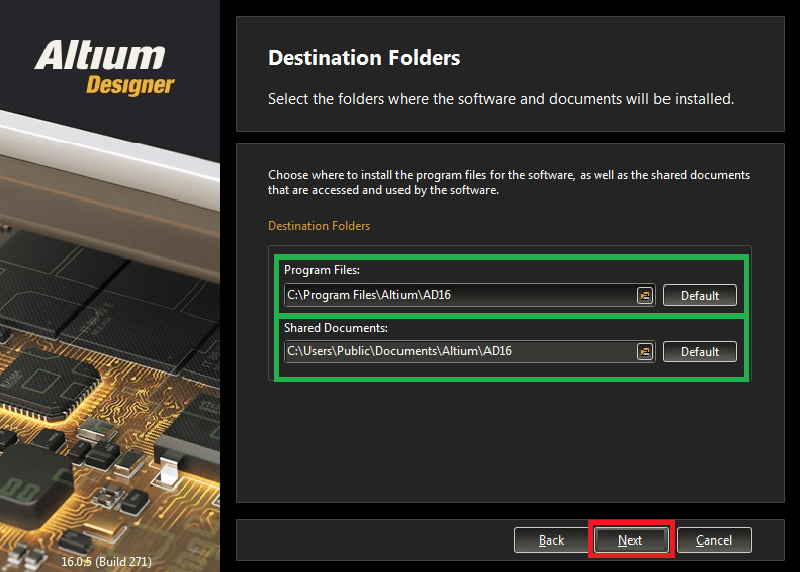 مرحله پنجم نصب آلتیوم 2016