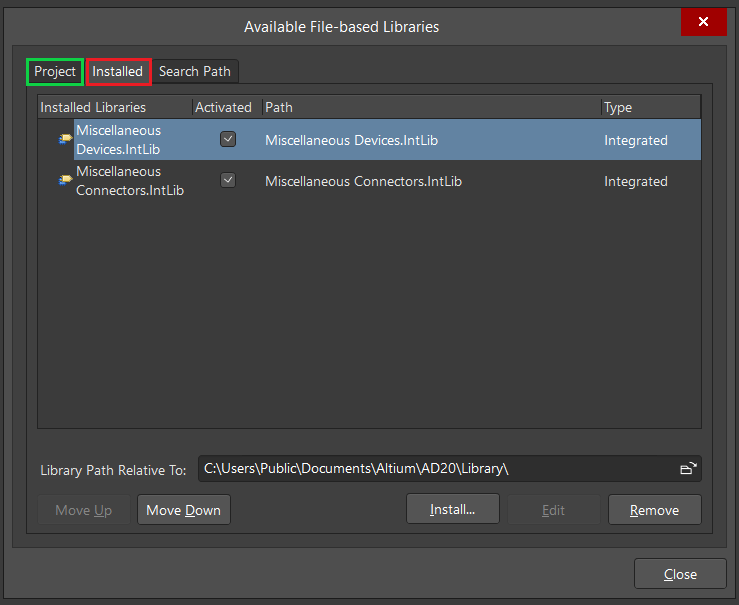 افزودن کتابخانه Altium Designer نسخه 2020, مراحل نصب کتابخانه آلتیوم