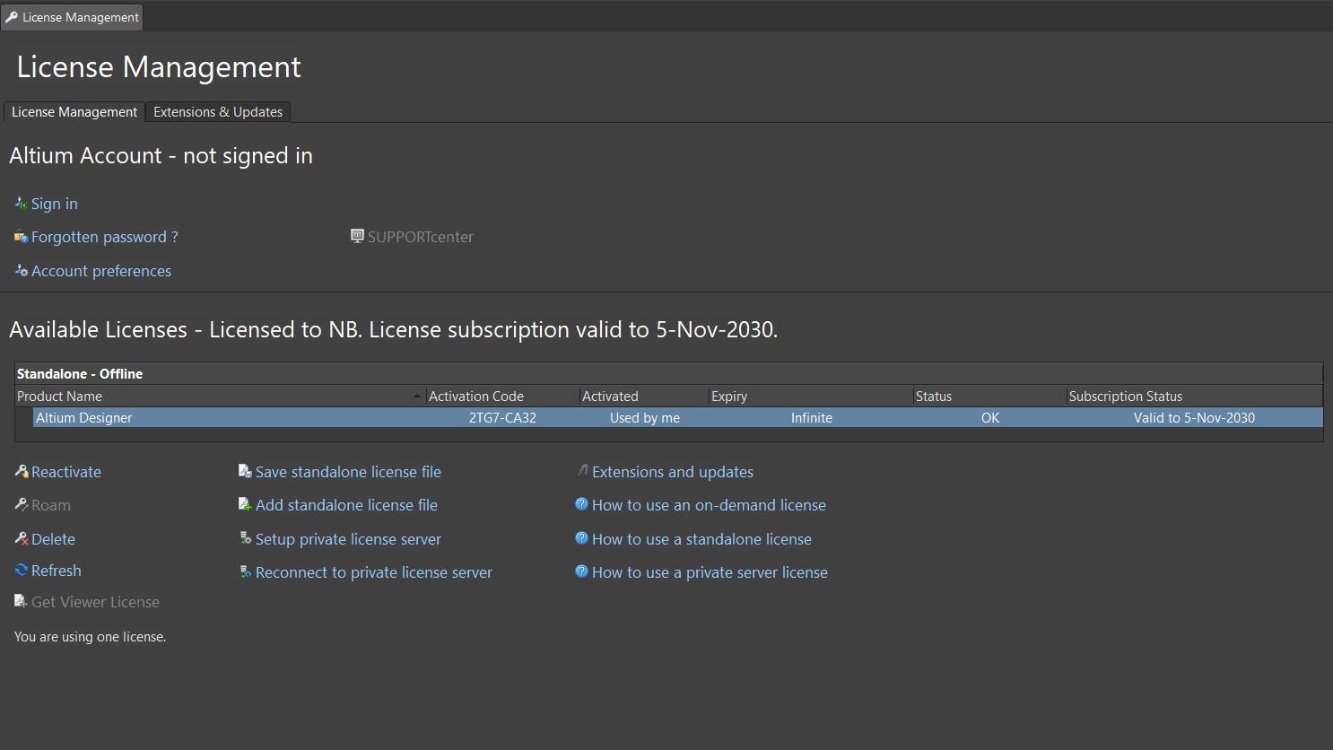 لایسنس وارد شده در آلتیوم دیزاینر 2020