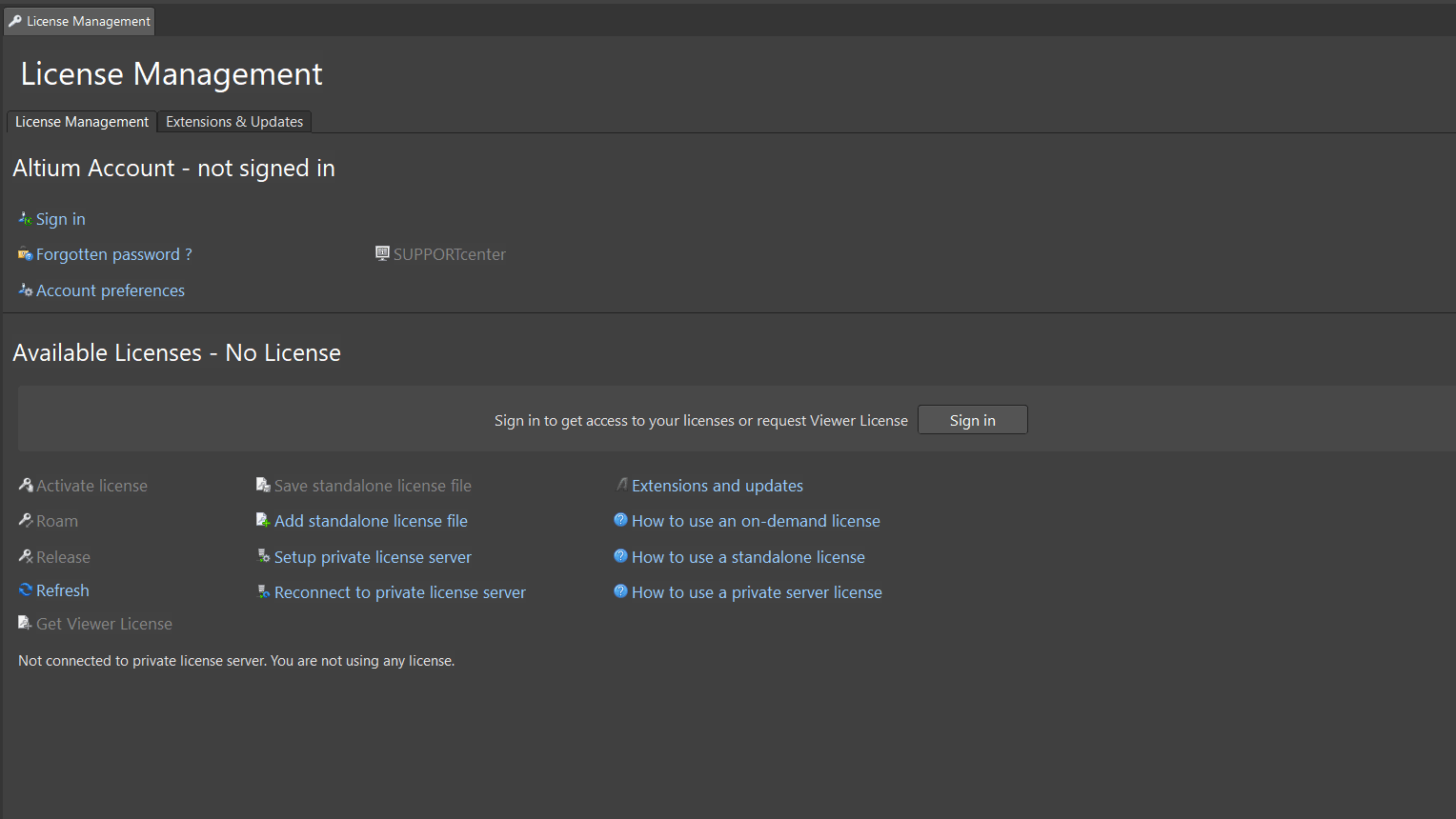 محل وارد کردن لایسنس آلتیوم دیزاینر