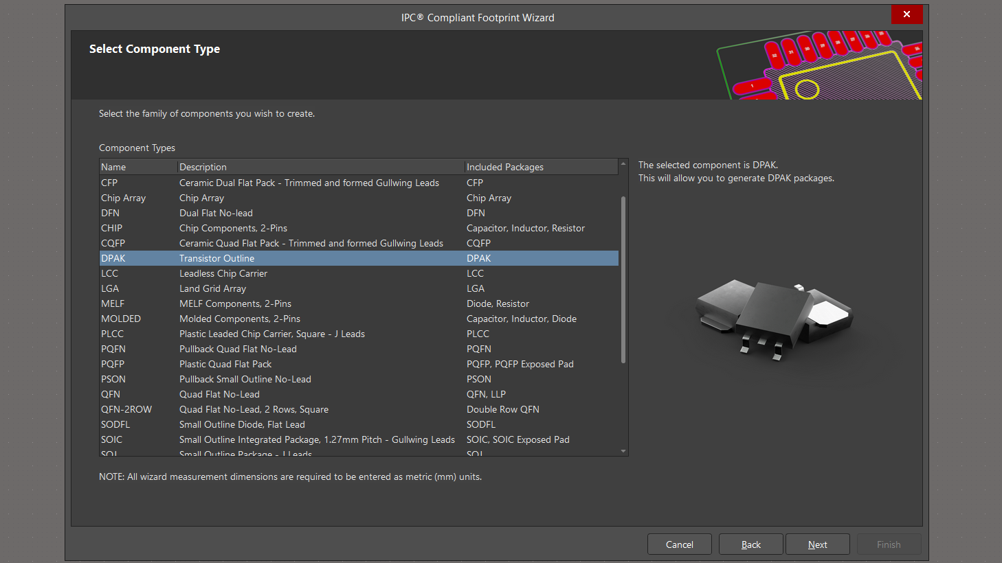 انتخاب پکیج DPAK-TO252 برای ساخت فوتپرینت