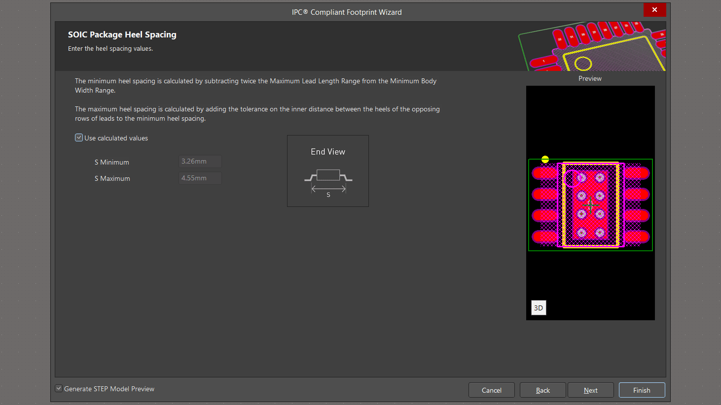 تعین فاصله پایه فوت پرینت SOIC8