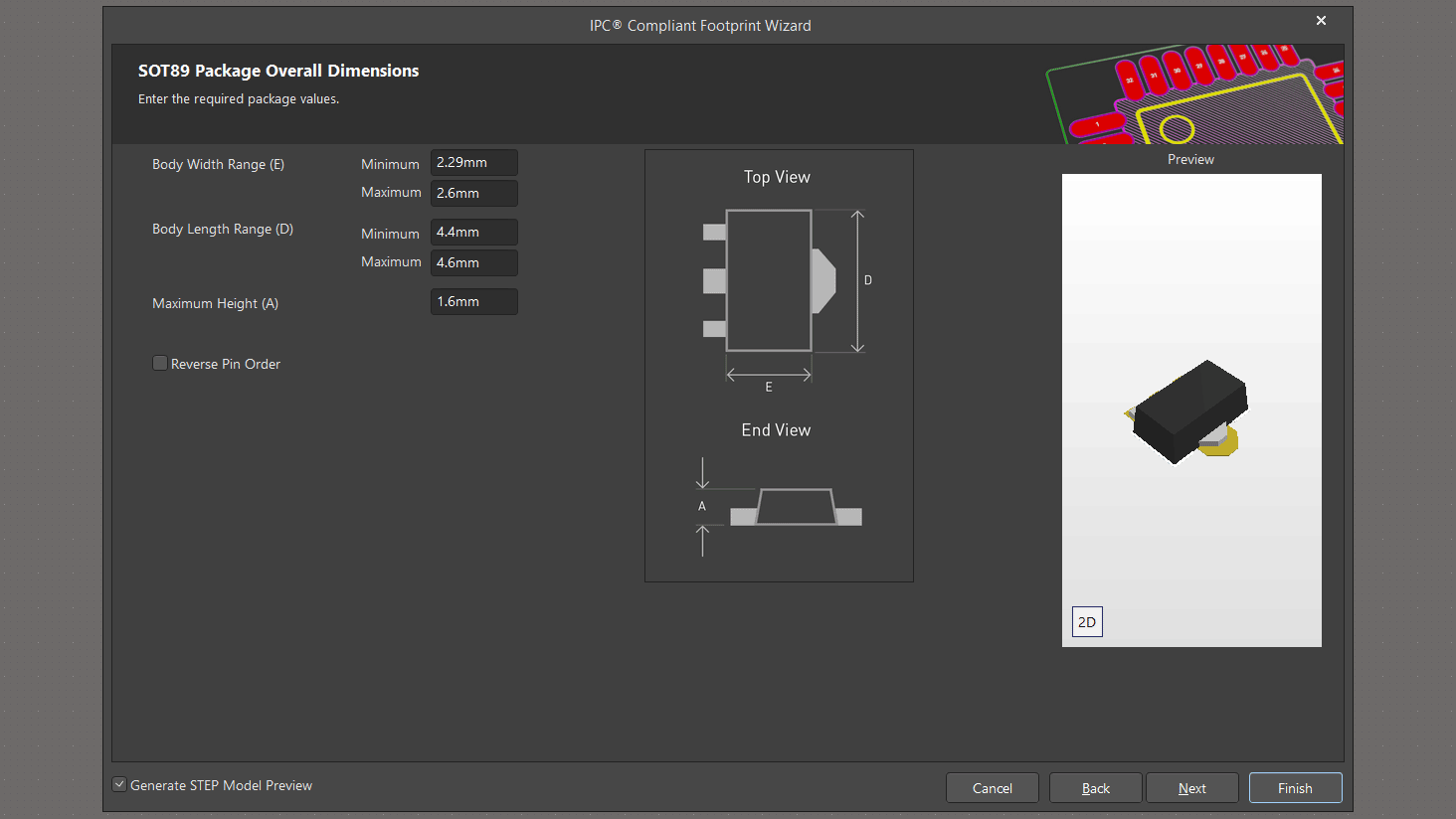 ساخت بدنه اصلی فوت پرینت پکیج SOT89
