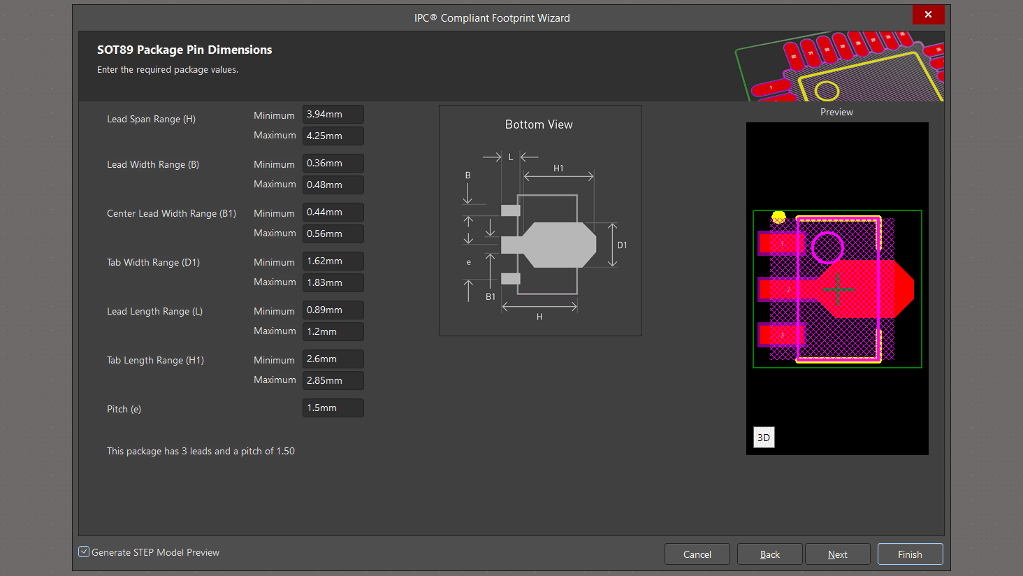 ساخت بدنه اصلی پد ها قطعه SOT89