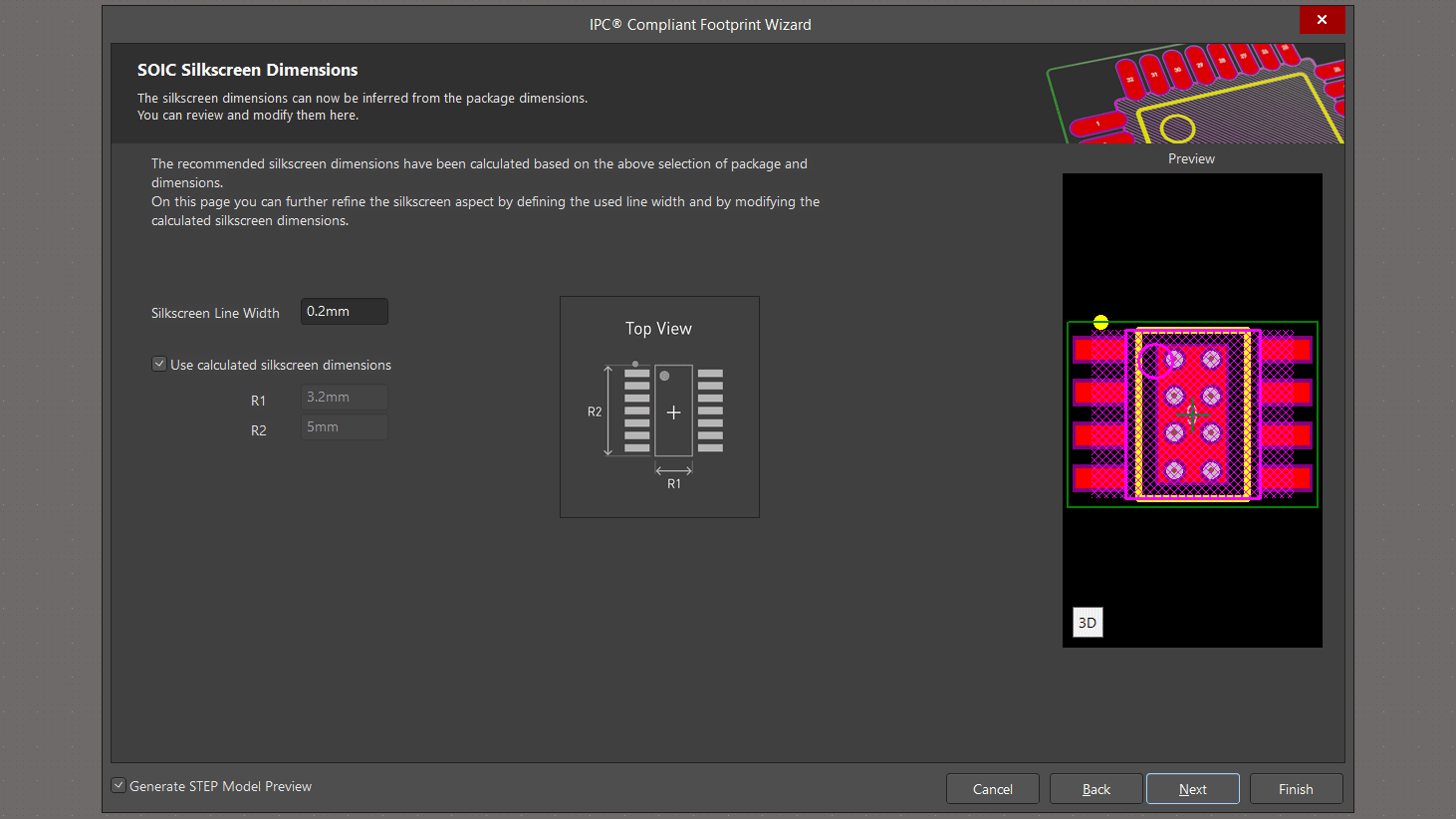 ساخت فوتپرینت پکیج SOIC - تنظیمات سیلک اسکرین لایه راهنما