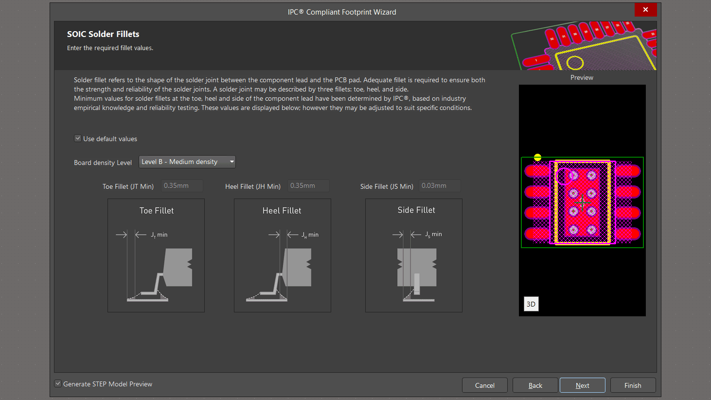 تنظبمات پد برای لحیم کاری فوت پرینت SOIC8