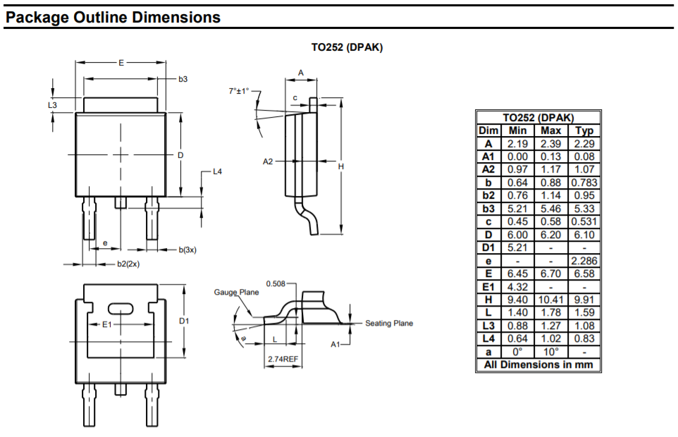 دیتاشیت پکیج TO252