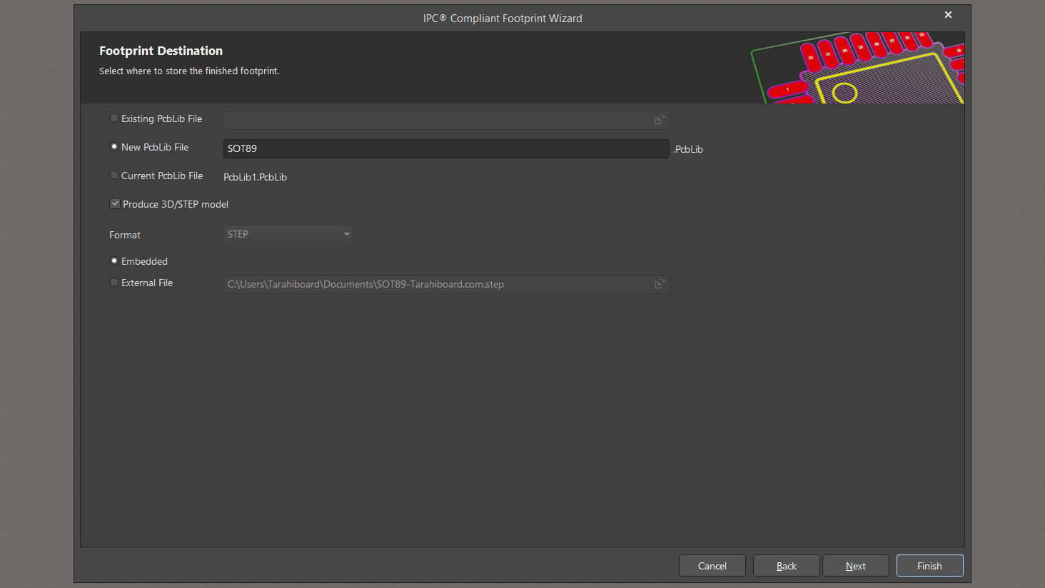 تنظیمات خروجی گرفتن فوتپرینت پکیج SOT89