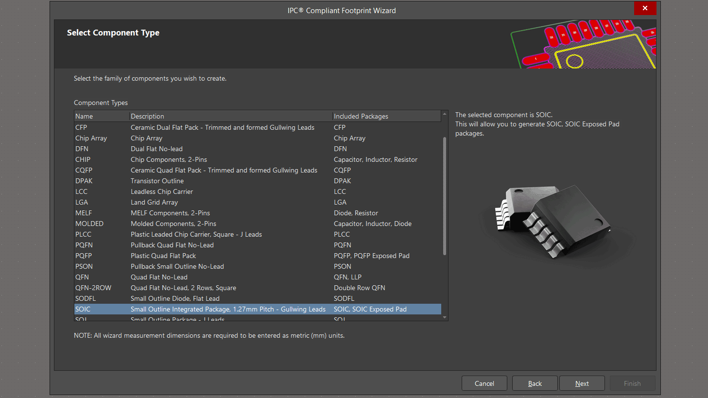 انتخاب پکیج SOIC برای ساخت فوتپرینت