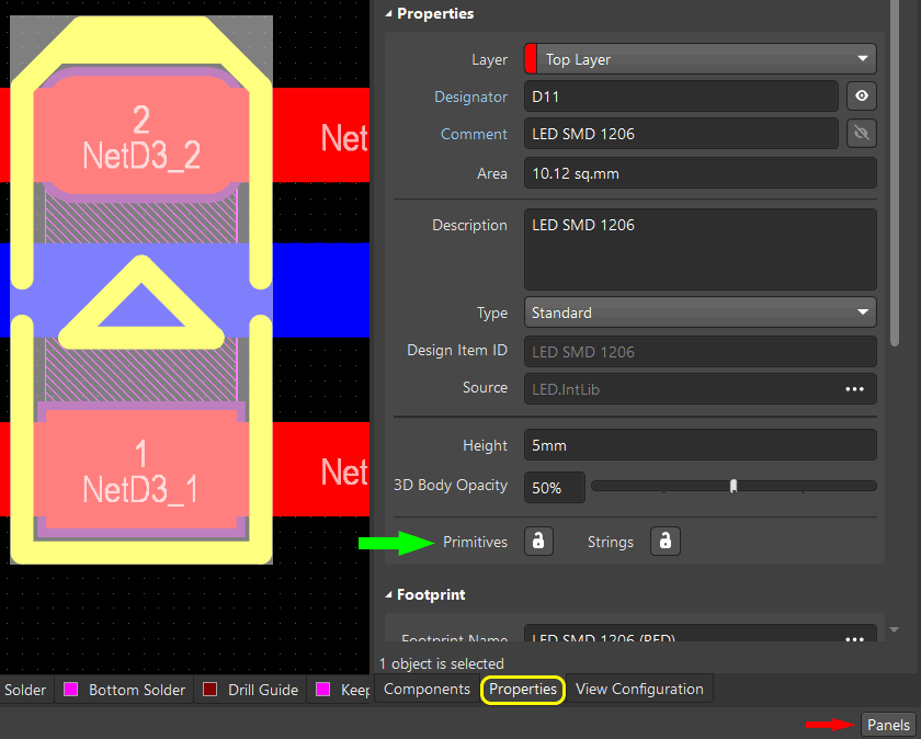 ویرایش کتابخانه تکی آلتیوم دیزاینر با غیرفعالسازی تیک Primitives