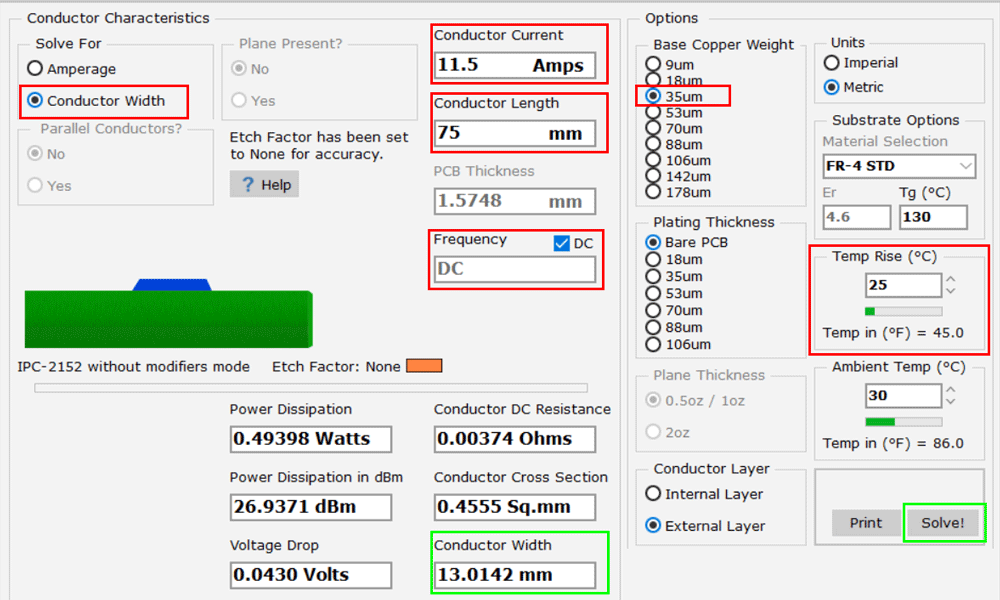 محاسبه عرض ترک با نرم‌افزار Saturn PCB Toolkit