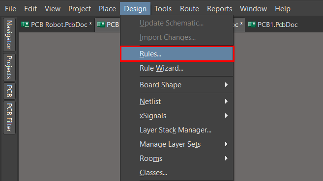 تنظیمات پلیگان در بخش Rules آلتیوم دیزاینر