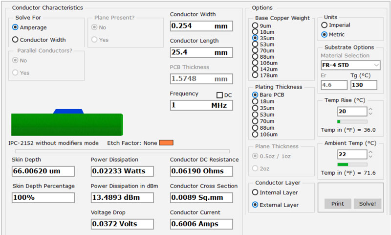 محاسبه عرض ترک و جریان مناسب ترک PCB با نرم افزار Saturn PCB Toolkit