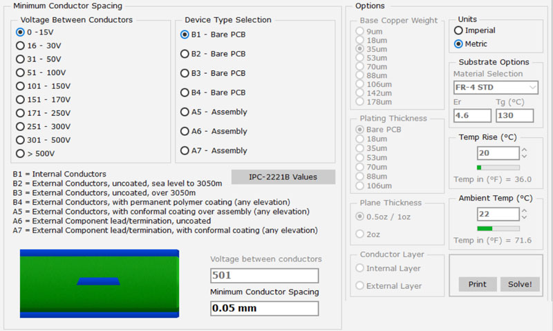 محاسبه کلیرنس مناسب ترک‌ها و پدهای روی PCB