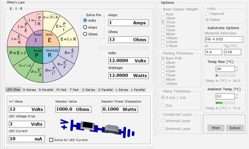 محاسبات قانون اهم با نرم افزار Saturn PCB Toolkit