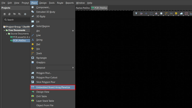 چیدن PCB با ابزار Panelize,ابزار Embedded Board Array آلتیوم دیزاینر