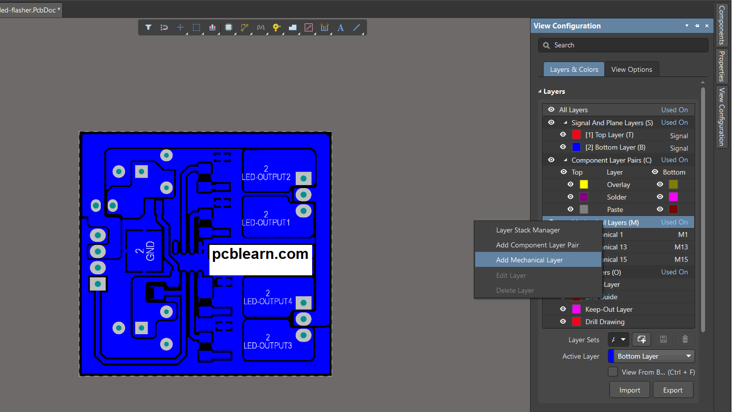خروجی گرفتن از آلتیوم دیزاینر برای لامینت ساخت لایه مکانیکال جدید