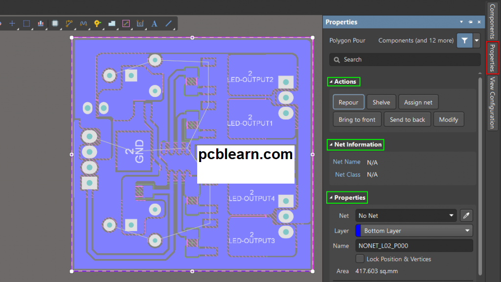 تنظیمات پلیگان رسم شده
