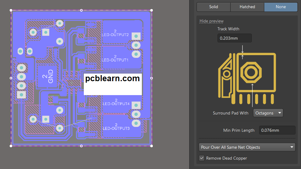 تنظیمات Polygon مدل None در آلتیوم دیزاینر
